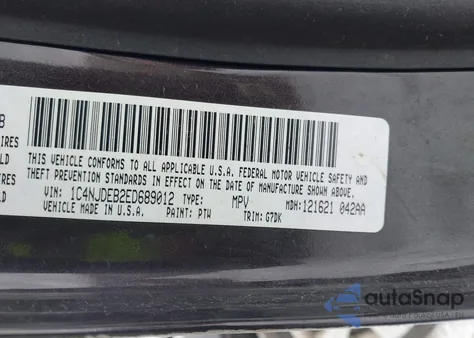 2014 Jeep Compass Latitude z USA, uszkodzony, nr VIN 1C4NJDEB2ED689012